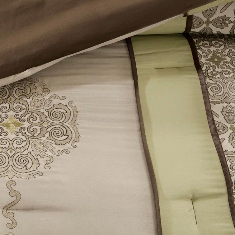 Madison Park Donovan 7 Piece Jacquard Comforter Set with Throw Pillows