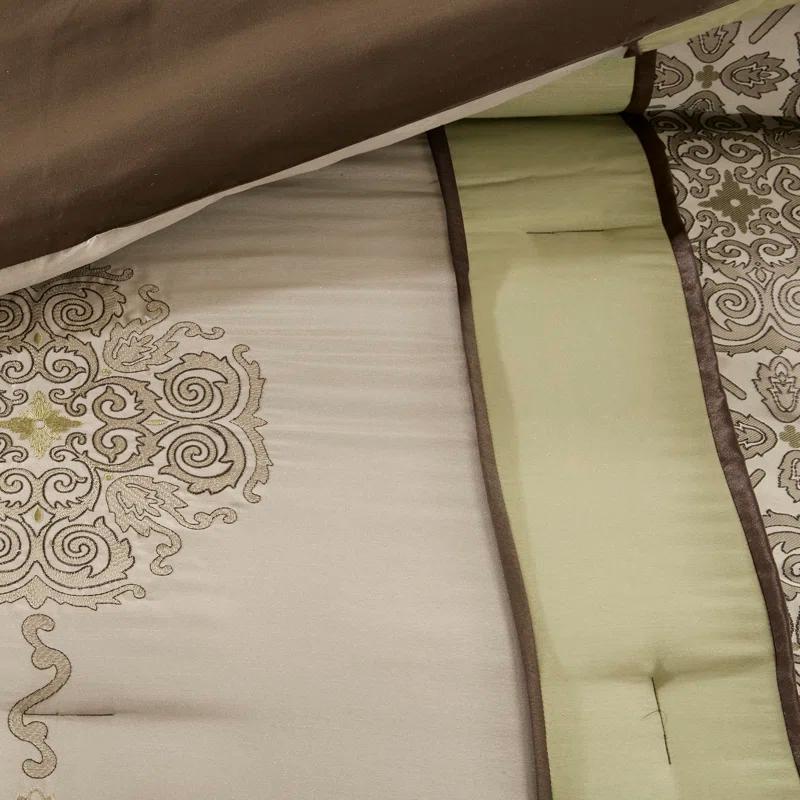 Madison Park Donovan 7 Piece Jacquard Comforter Set with Throw Pillows