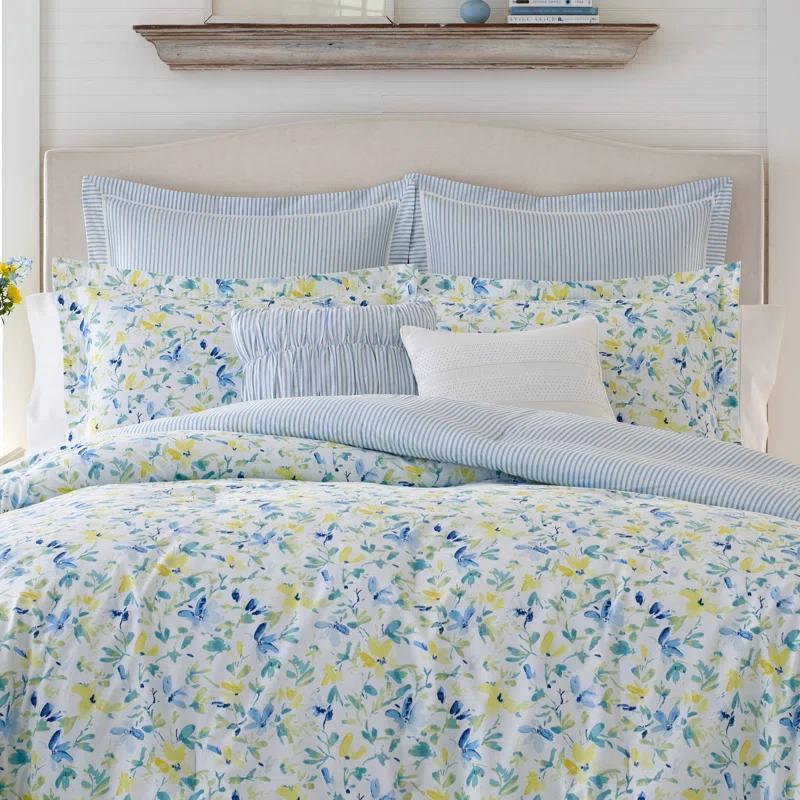Laura Ashley Laura Ashley Nora Blue Cotton Comforter Bonus Set