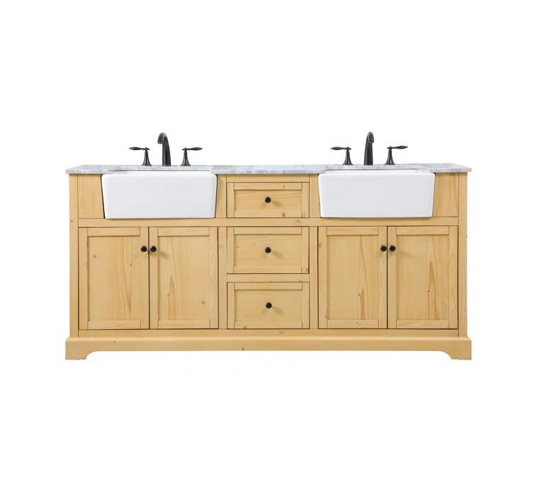 Pardue 72'' Double Bathroom Vanity with Marble Top