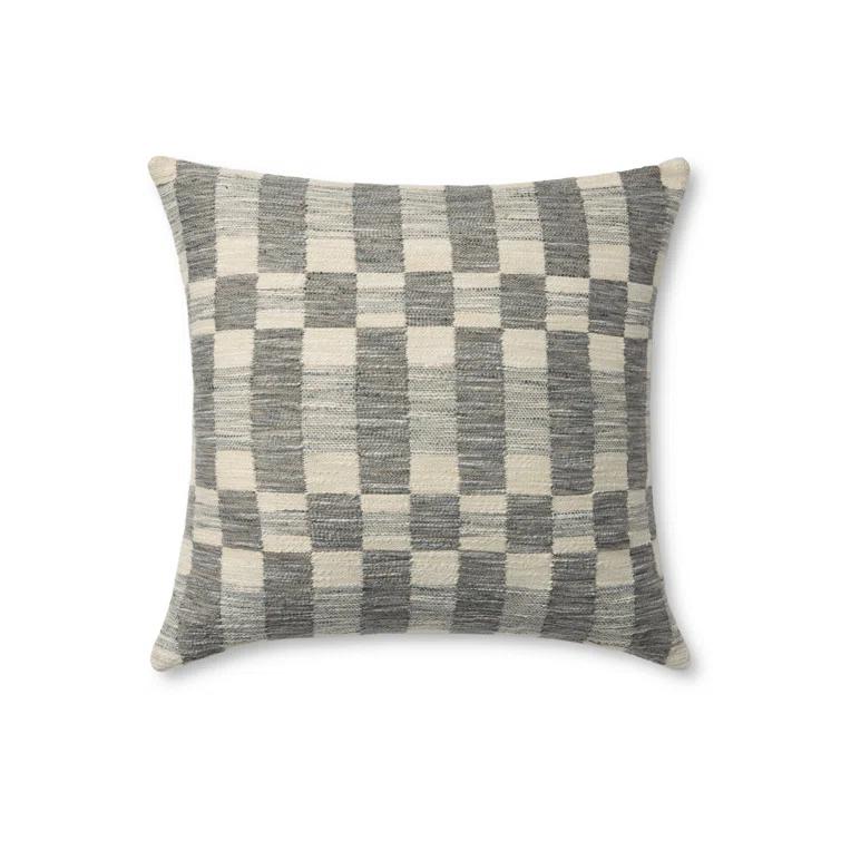 Adams Pillow by Amber Lewis x Loloi - Charcoal and Ivory / 18" x 18" / Polyester