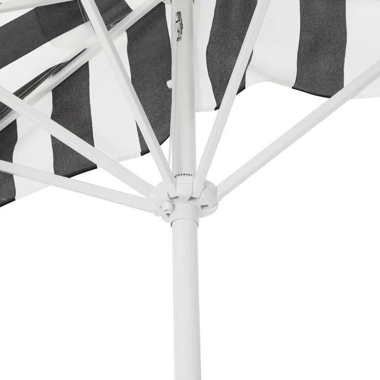 Arlmont & Co. Tasheba 9 ft. Classic Scalloped Fringe Half Market Patio Umbrella with Crank, and UV Protection
