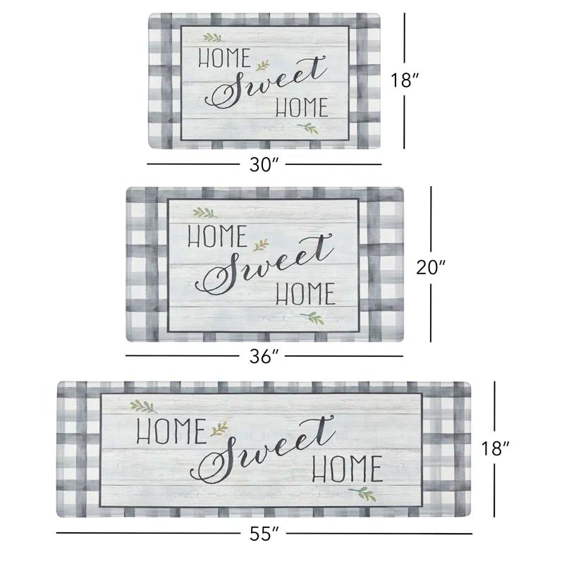 SoHome Cozy Living Home Sweet Home Farmhouse Buffalo Check Border Anti-Fatigue Mat