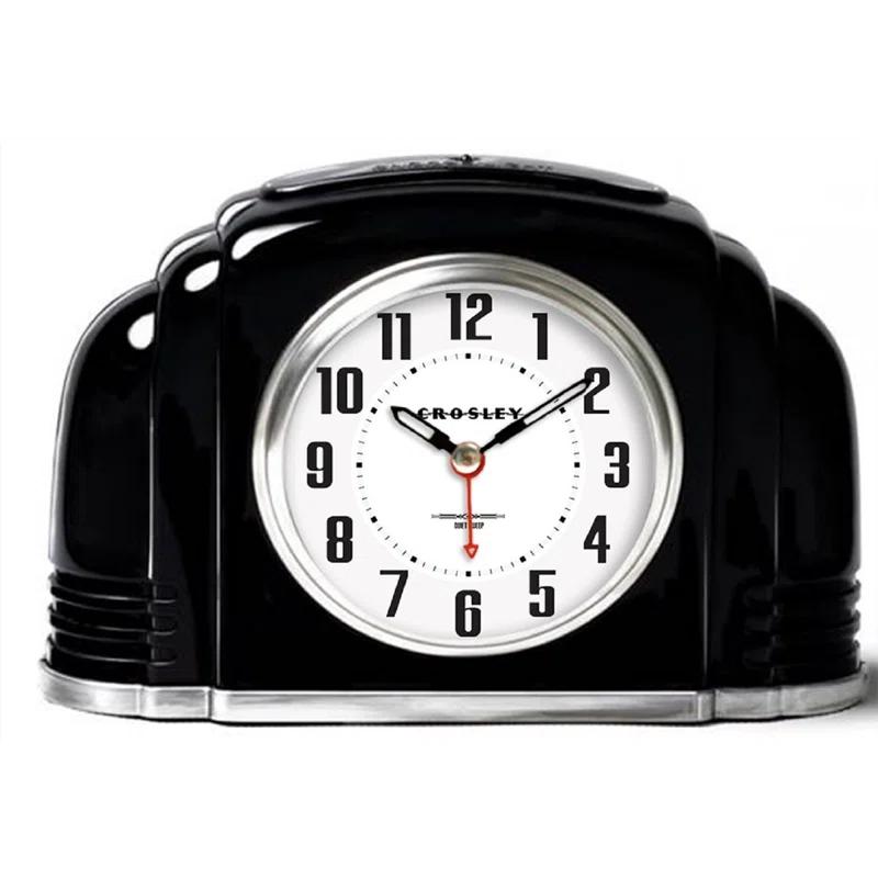 Crosley Analog Quartz Movement / Crystal Tabletop Clock with Alarm in Black