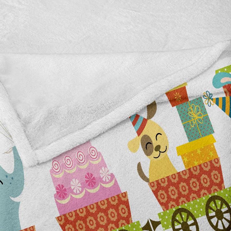 Ambesonne Ambesonne Birthday Party Fleece Throw Blanket Birthday Cake Animal Multicolor
