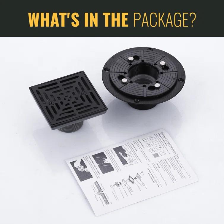 Aleasha 4.5 In. Floor Drain With Square Stainless Steel Screw-Tite Strainer AL-9L05B