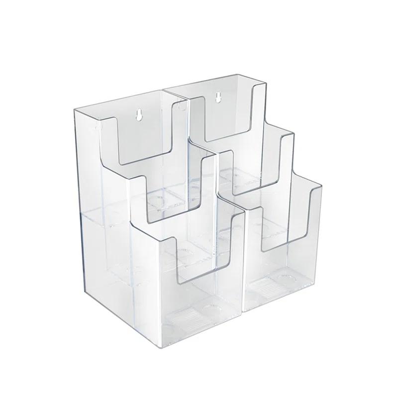 Azar Displays Three-Tier Six-Pocket Trifold Brochure Holder, 2-Pack (Set of 2)