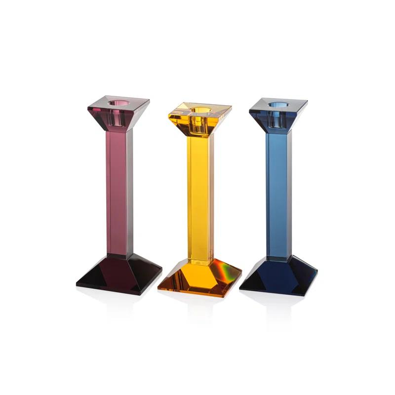 Carmac Colored Crystal Glass Taper Candle Holder