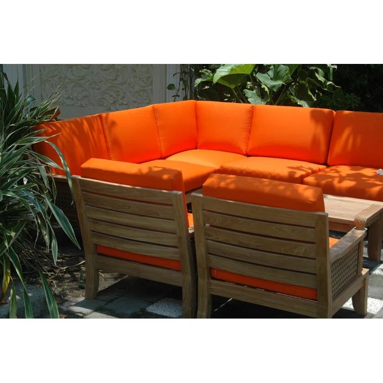 Anderson Teak Luxe Teak 7 - Person Modular Patio Conversation Sets with Sunbrella® Cushions