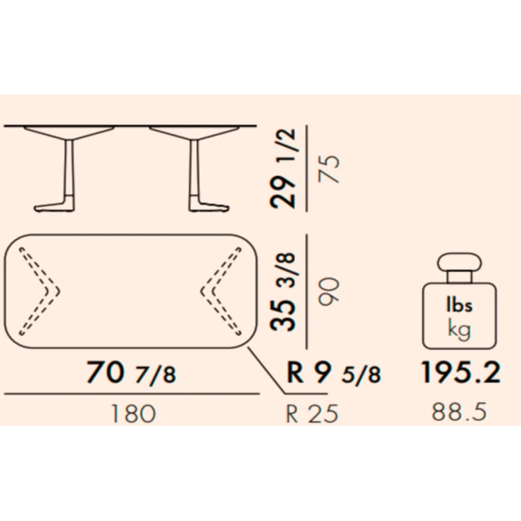 Kartell Multiplo Stone Top Metal Base Dining Table