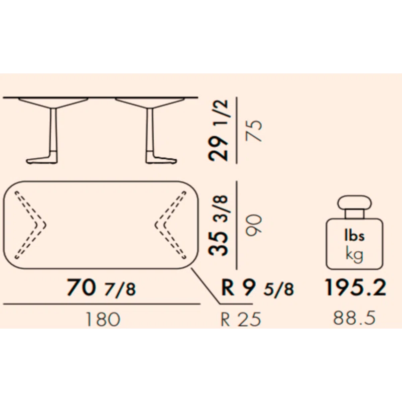 Kartell Multiplo Stone Top Metal Base Dining Table