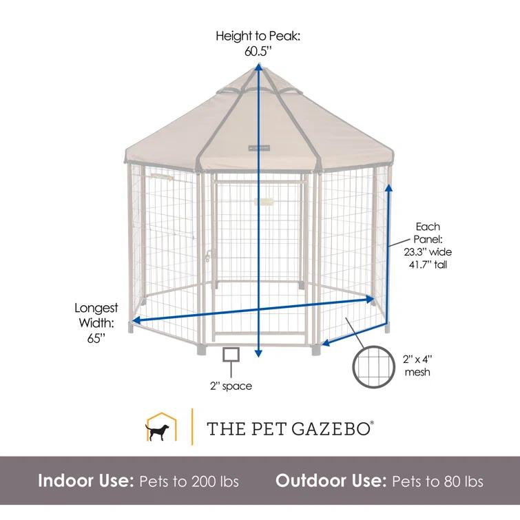 PET GAZEBO Pet Gazebo Dog Kennel Play Pen with Market Top Canopy