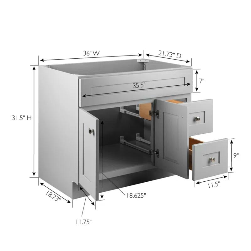 Design House Brookings 36 Inch Bathroom Vanity, Ready to Assemble, Solid Wood, Sherwin Williams – Design House, 587097