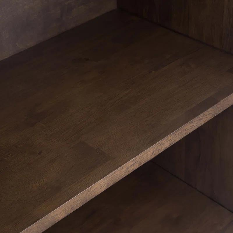 Banting 30"W Solid Wood 4 Shelf Industrial Bookcase with 2 Drawers, Adjustable Shelves, and Metal Base