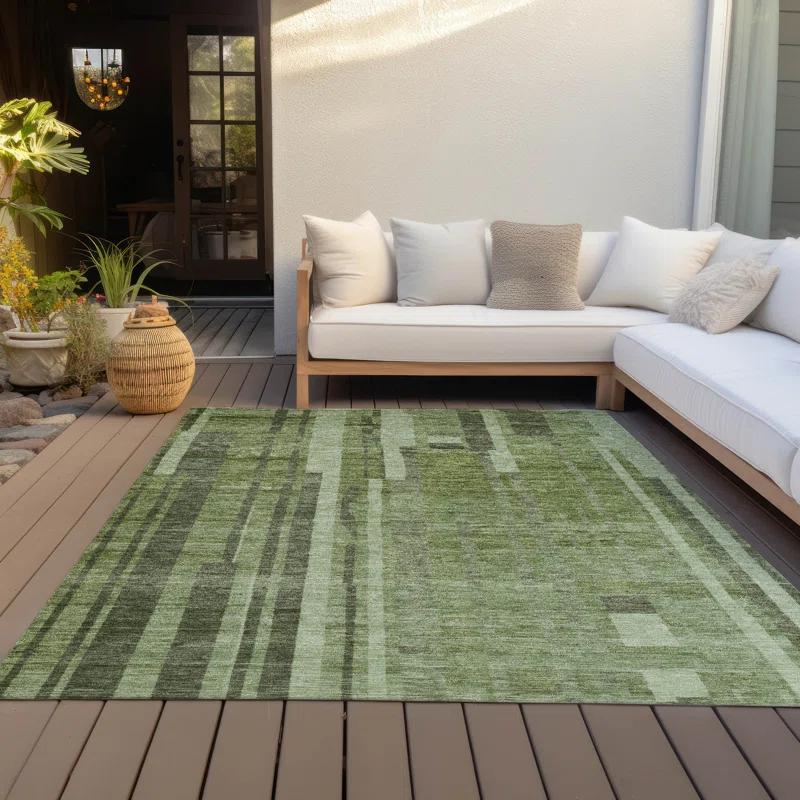 Machine Washable Indoor/Outdoor Chayden ACN1063 Green Rug
