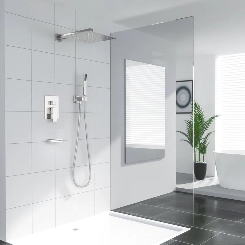 Kichae KE-KH-SLF16013-SS 12 Inch Dual Shower Head Wall Mounted Shower System with Rough-In Valve