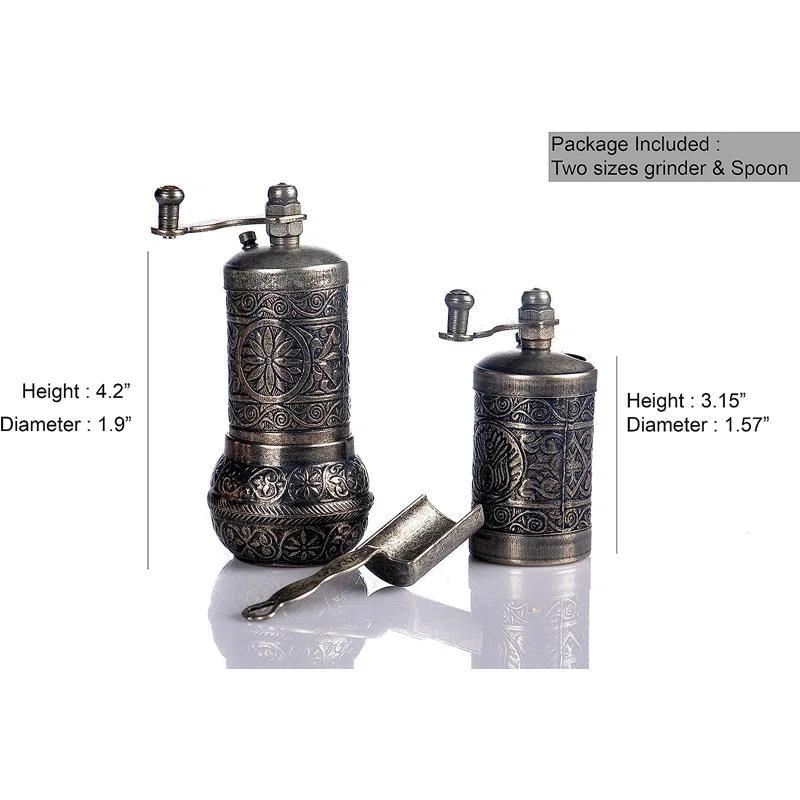 MoogCo Salt And Pepper Grinder Set - Herb Grinder - Pepper Grinder Mill - Pepper Mill - Spice Grinder - Salt Grinder - Coffee Bean Grinder - Spice Grinder Manual (Set of 2)