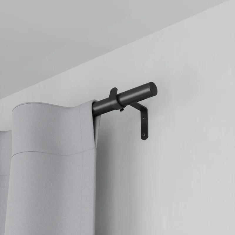 Matte Black Expandable Steel Curtain Rod with Cylindrical Finials