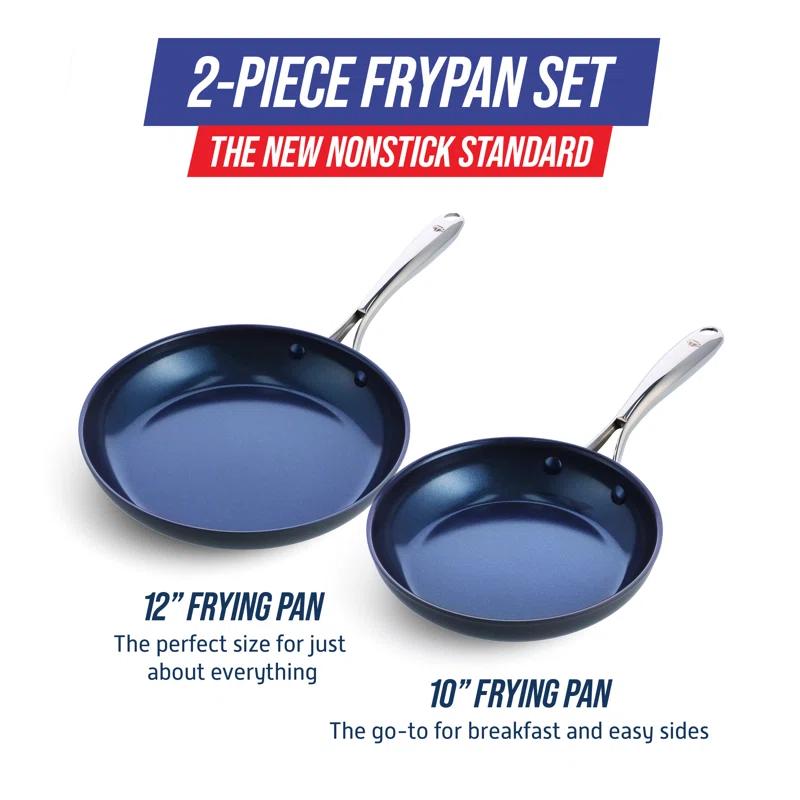 Blue Diamond Hard Anodized Nonstick 2pc Fry Pan Set, 10" & 12"