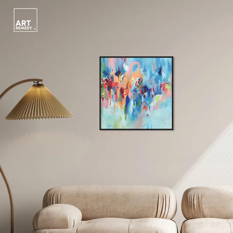 Art Remedy Art Remedy New Sky Framed Blue Abstract 1 Piece Canvas Wall Art 57079