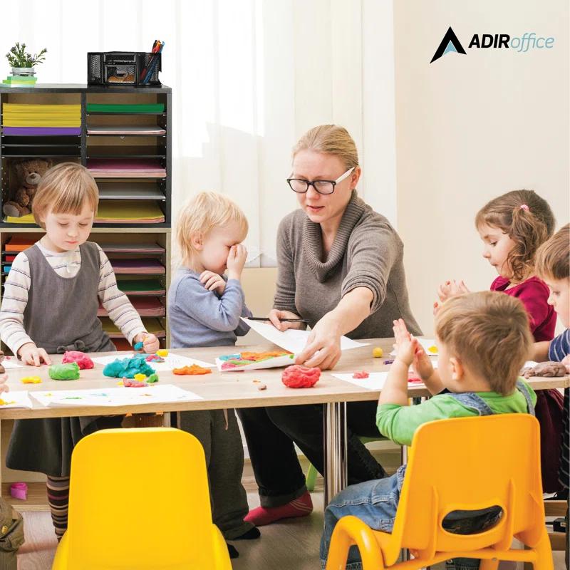 AdirOffice Wood Adjustable 12 Compartment Literature Organizer Mailroom Organizer