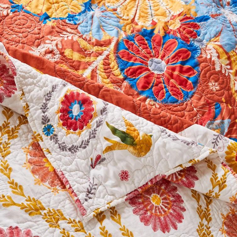 Barefoot Bungalow Topanga Floral Reversible Quilt Set