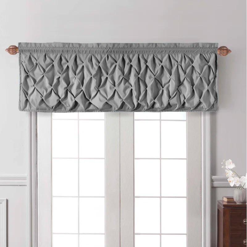 Carmen Solid Pintuck Curtain Valance, 60" x 20"