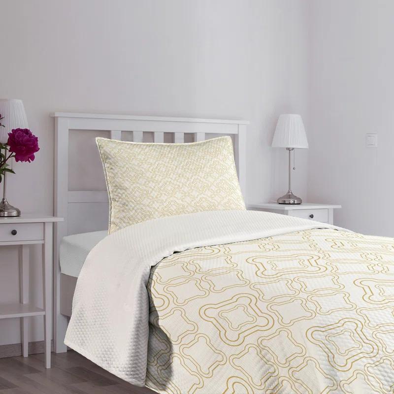 Ambesonne Ambesonne Ivory Bedspread Set 2 Pcs Rococo Style Oriental Twin Cream Tan
