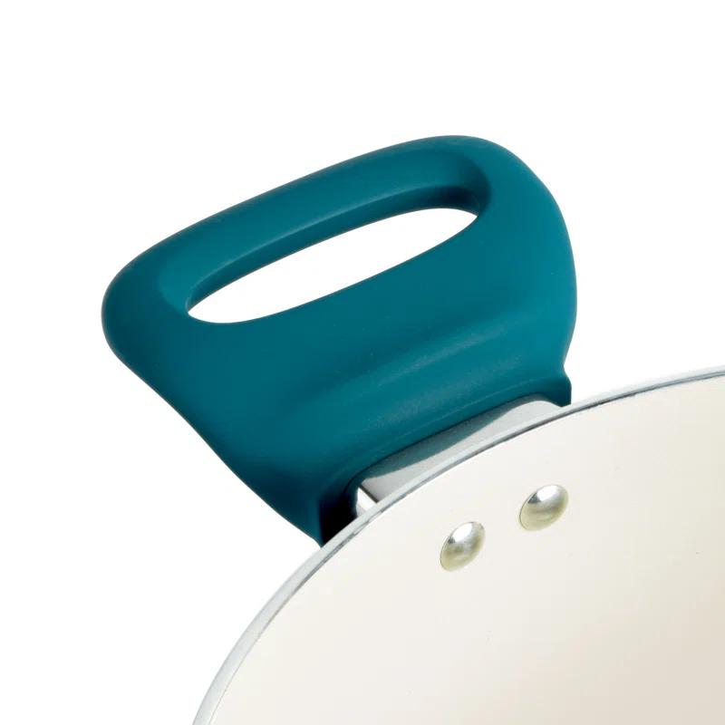 Spice by Tia Mowry Spice By Tia Mowry Savory Saffron Nonstick Ceramic Dutch Oven With Stainless Steel Steamer, 5-Quart, Charcoal, Enamel Exterior, Stay-Cool Handles