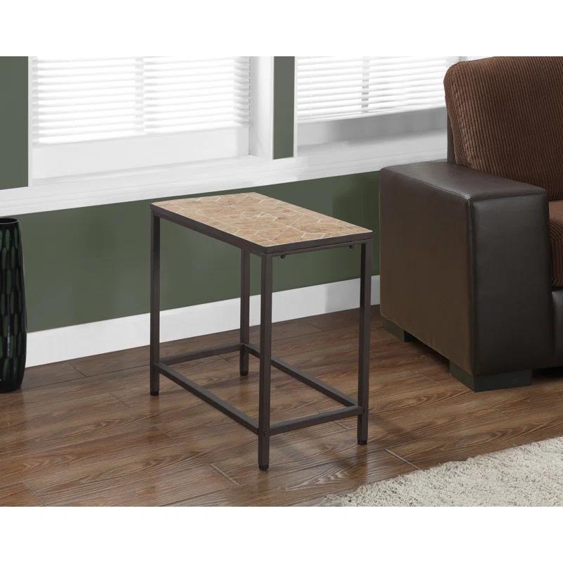 Ebern Designs Chyan Accent Table, Side, End, Nightstand, Lamp, Living Room, Bedroom, Metal, Tile