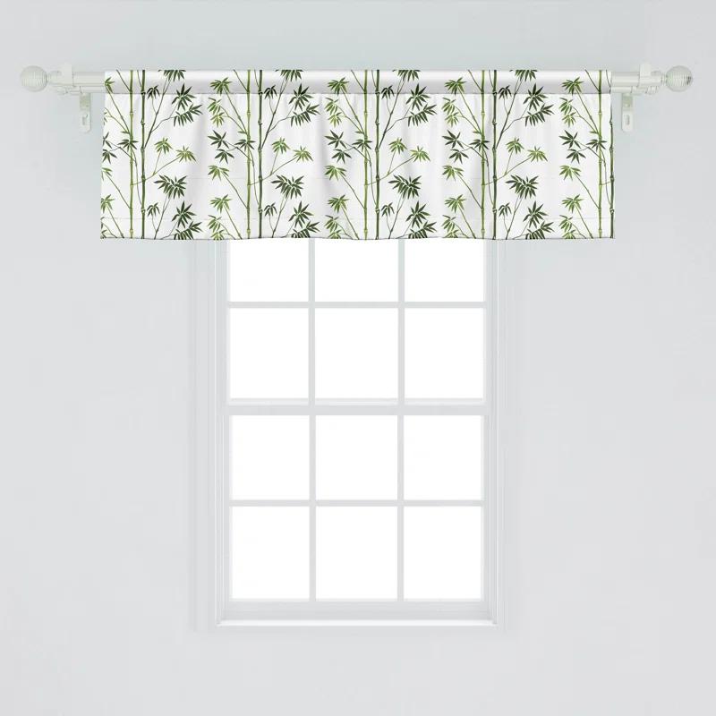 Ambesonne Ambesonne Asian Print Valance Pack of 2 Exotic Foliage Pattern  Olive Green Evergreen