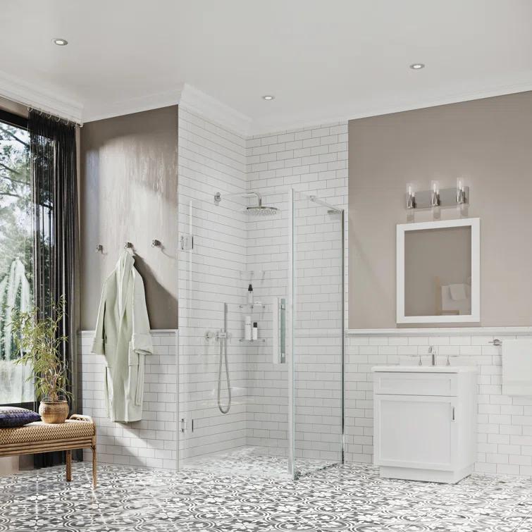 Ove Decors Endless Tampa-Pro 23" W x 72" H Corner Frameless Shower Kit, Door, Panel, Shelves TP0102101