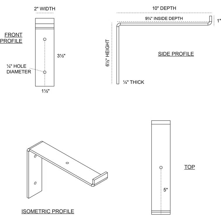 Ekena Millwork 2"W x 10"D x 7 1/4"H Steel Truss Shelf Bracket, Hammered Dark Bronze