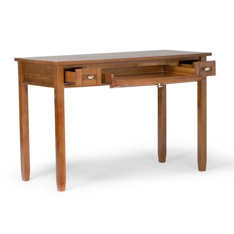 Simpli Home Warm Shaker 48"W Solid Wood Desk, Transitional Style with Keyboard Tray