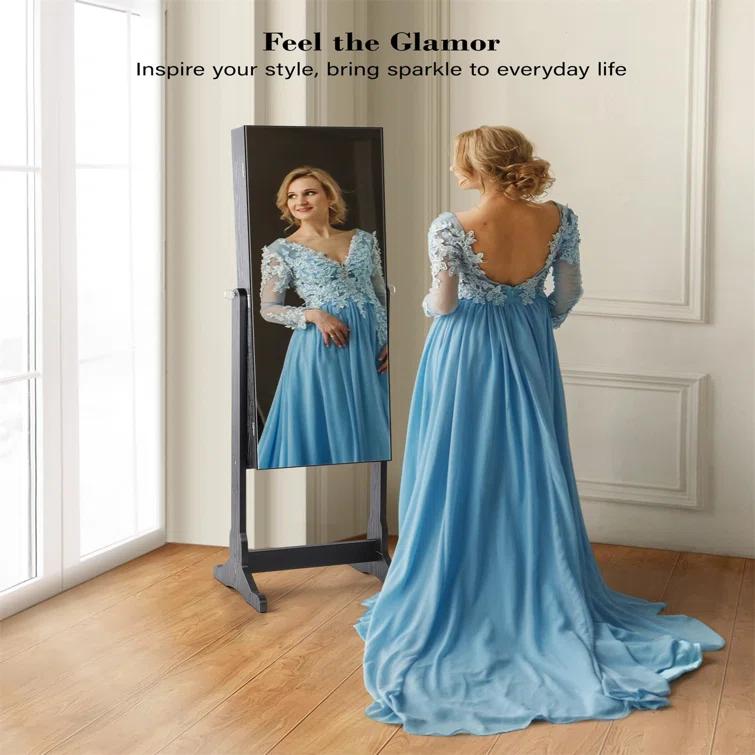 NIERBO Lockable Jewelry Organizer Mirror - Stylish Storage Solution For Women