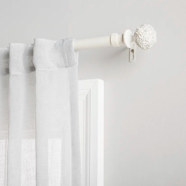 Rosdorf Park Etheredge Exclusive Home Peony 1" Curtain Rod and Coordinating Finial Set, Adjustable & Reviews | Wayfair