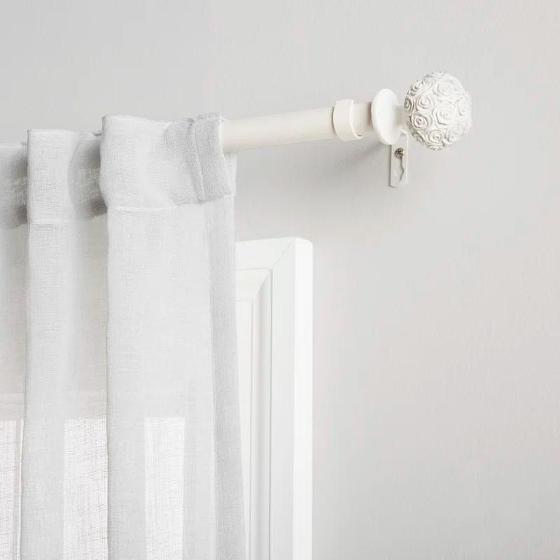 Rosdorf Park Etheredge Exclusive Home Peony 1" Curtain Rod and Coordinating Finial Set, Adjustable & Reviews | Wayfair