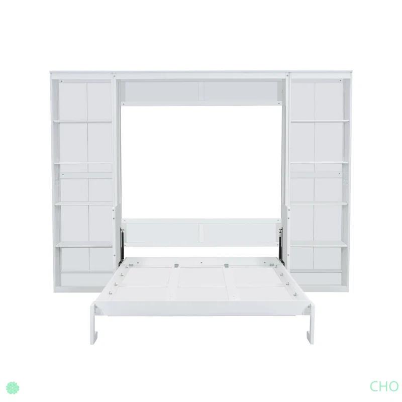 BVNECXP Queen Size Murphy Bed With Desk And Bookshelf