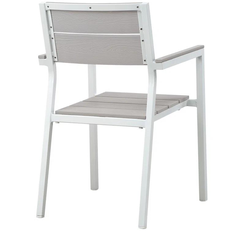 BSD National Supplies Maine Aluminum Outdoor Patio Two Arm Chairs in White Light Gray by Modway (Set of 2)