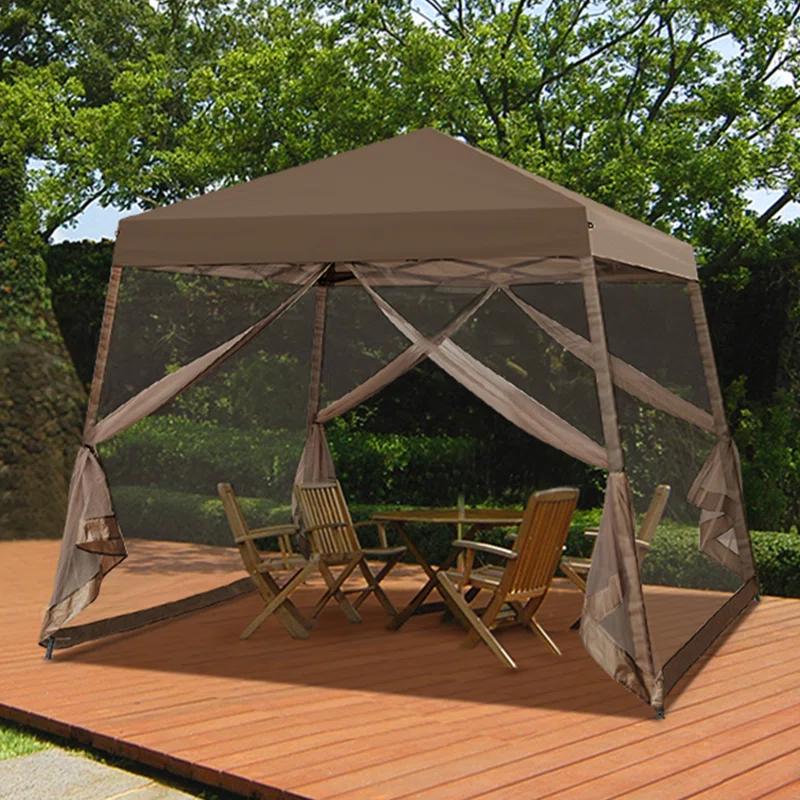 COOS BAY 10 Ft. W X 10 Ft. D Steel Pop Up Slant Leg Patio Gazebo With Netting