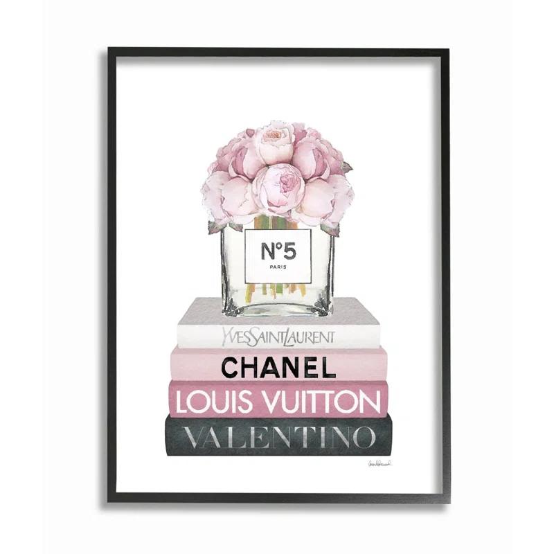 Stupell Industries " Glam Rose Bouquet Over Women's Designer Books " by Amanda Greenwood