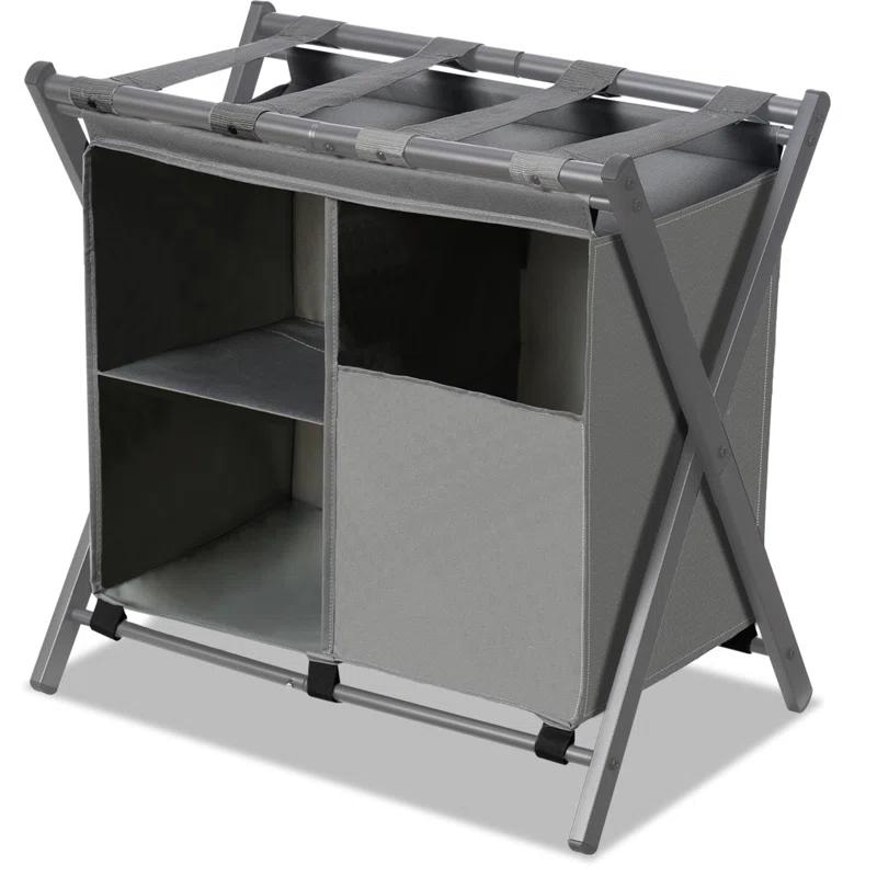 IFBECT Steel folding Luggage Rack with Laundry Bag