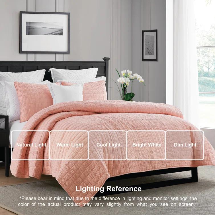 Swift Home Ultra Soft Crinkle Washed Microfiber 3-Piece Quilt Set