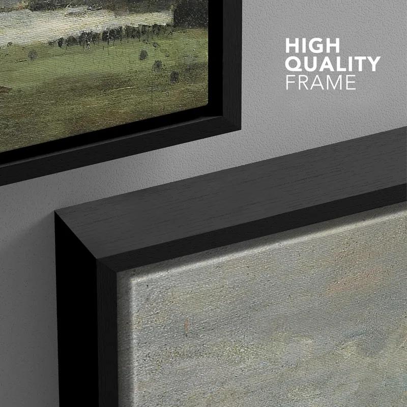 IDEA4WALL Rustic Countryside " IDEA4WALL Framed Canvas Print Wall Art Pastel Storm Cloud Valley Lake Landscape Nature Wilderness Illustrations Fine Art Decorative Rustic Multicolor For Living Room, Bedroom, Office "