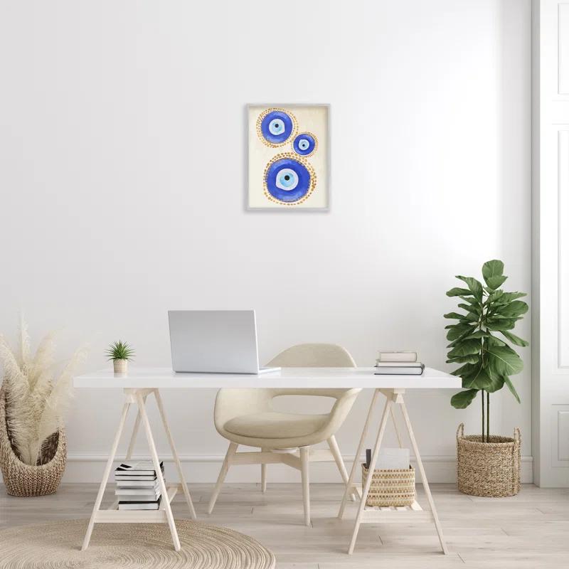 Stupell Industries " Round Blue Evil Eye Pattern Lustrous Dotted Detail " by Two Smart Blondes Painting Print