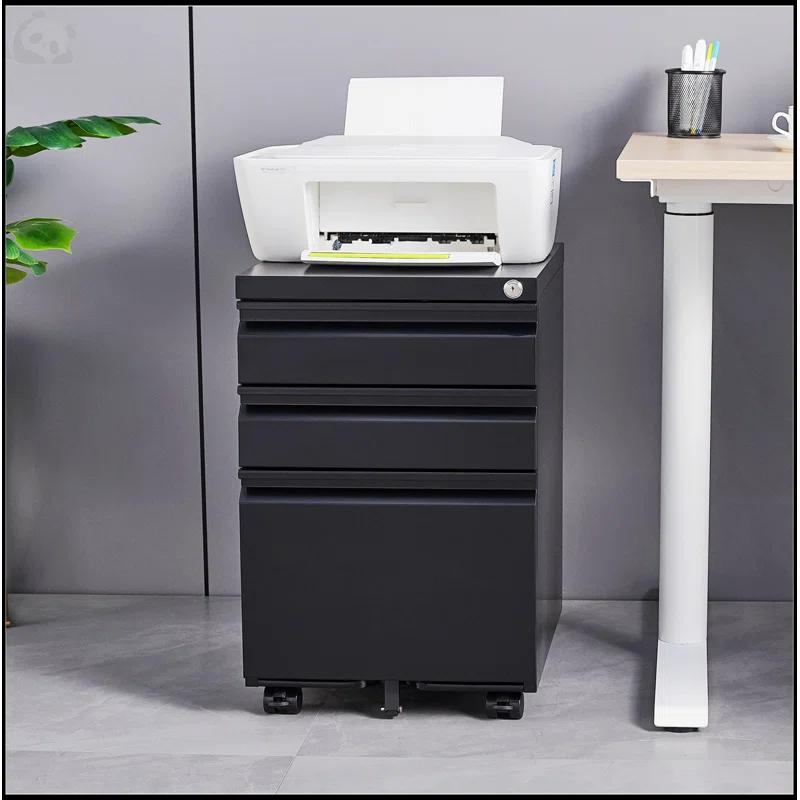 Inbox Zero 3-Drawer Mobile File Cabinet With Lock