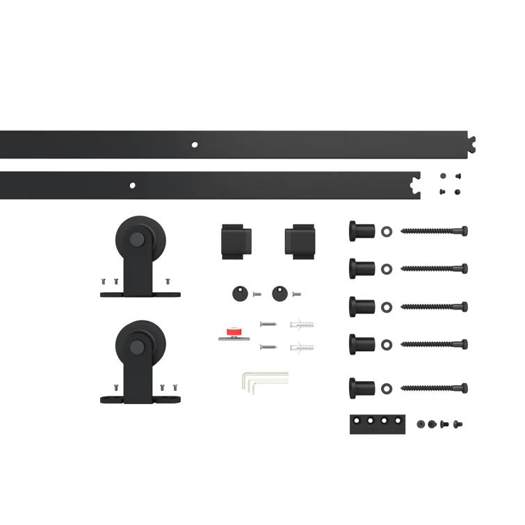Calhome 84'' Solid Core Glass with Installation Hardware Kit Barn Door