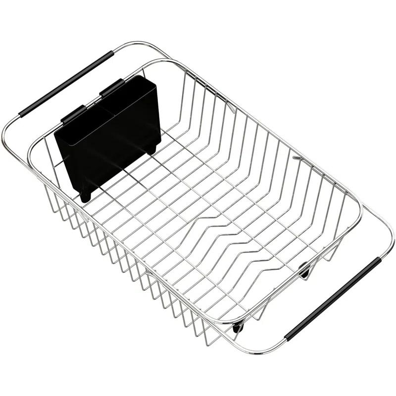 THE GLAMOUR BOUTIQUES Adjustable Over Sink Dish Rack Stainless Steel Dish Drying Rack On Counter Or In Sink, Rustproof