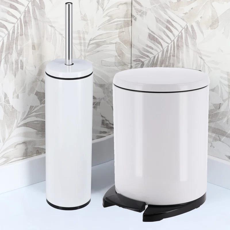 Evideco Soft Close Lid Round Metal Step on Trash Can Waste Basket  6-liters-1.6-gal.