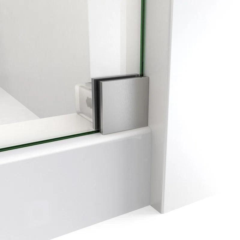 60.38" W x 34.5" D x 76" H Frameless Rectangle Sliding Shower Enclosure